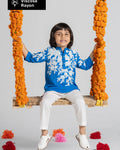 Boys Sky Blue Embroidered Kurta Set