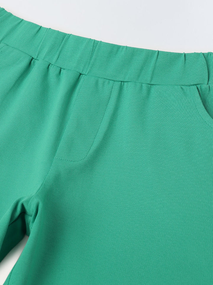 Green Cotton Polo T-Shirt Co-Ord Set-Boys