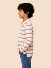 Boys White Collar Neck Striped Polo T-Shirt