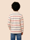 Boys White Collar Neck Striped Polo T-Shirt