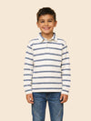 Boys White Collar Neck Striped Polo T-Shirt
