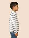 Boys White Collar Neck Striped Polo T-Shirt