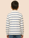 Boys White Collar Neck Striped Polo T-Shirt