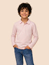 Boys Pink/White Collar Neck Striped Polo T-Shirt
