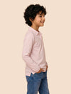Boys Pink/White Collar Neck Striped Polo T-Shirt