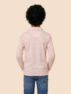 Boys Pink/White Collar Neck Striped Polo T-Shirt