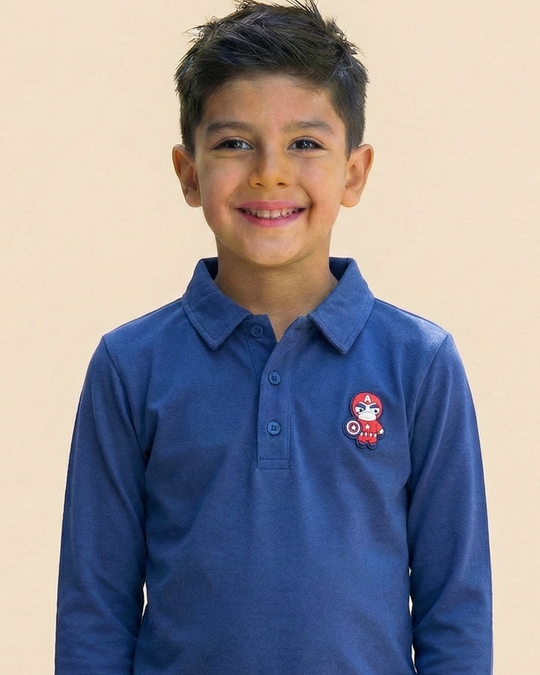 Boys Blue Collar Neck Solid Polo T-Shirt