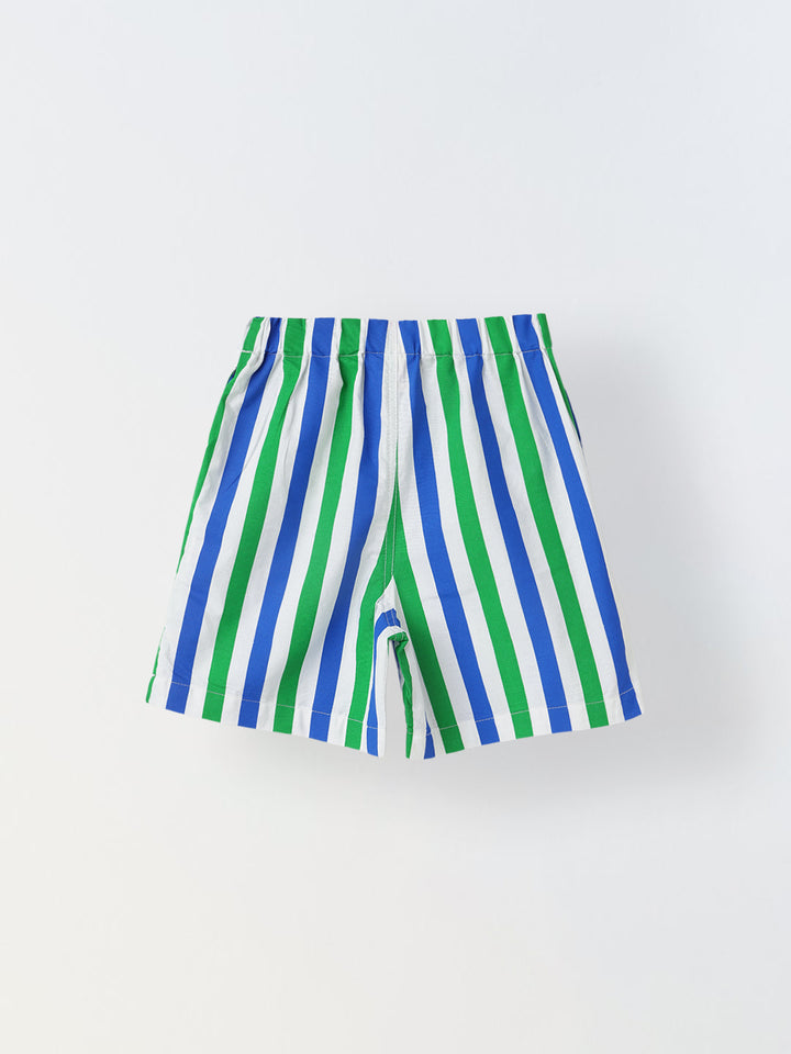 Bright Striped Cotton T-Shirt and Shorts Set