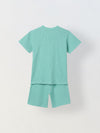 Spunkies Boys Green Solid Crew Neck Short Sleeves T-Shirt and Shorts Set