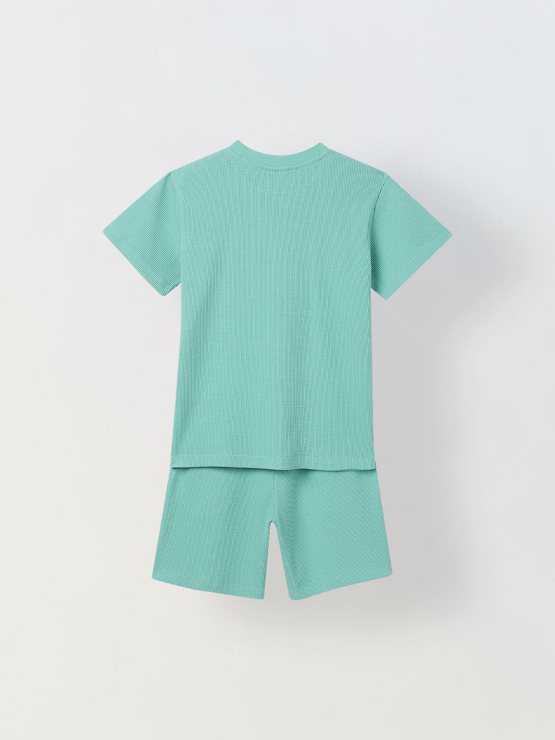 Spunkies Boys Green Solid Crew Neck Short Sleeves T-Shirt and Shorts Set