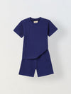 Spunkies Boys Navy Blue Solid Crew Neck Short Sleeves T-Shirt and Shorts Set