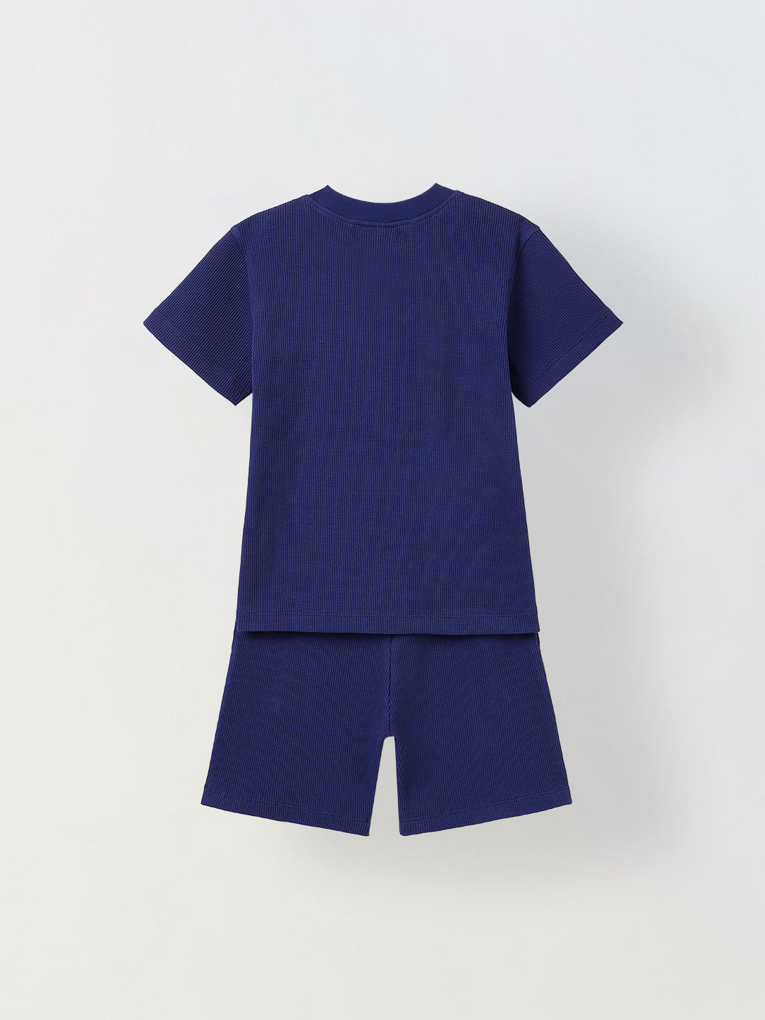 Spunkies Boys Navy Blue Solid Crew Neck Short Sleeves T-Shirt and Shorts Set