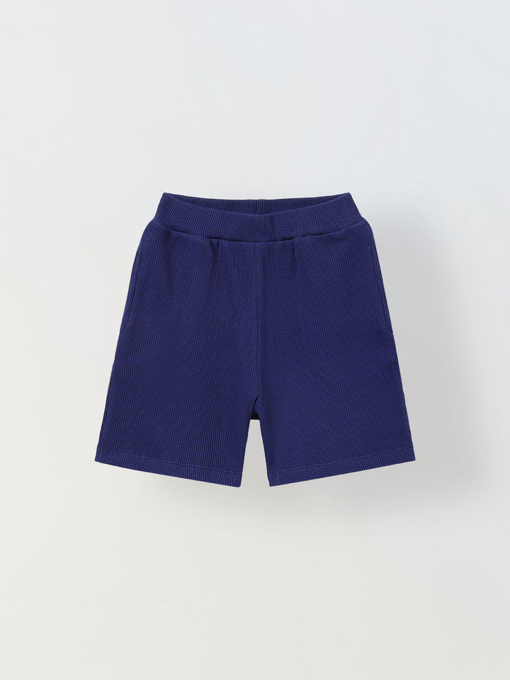 Spunkies Boys Navy Blue Solid Crew Neck Short Sleeves T-Shirt and Shorts Set