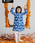 Blue And White Kurta Set For Boys