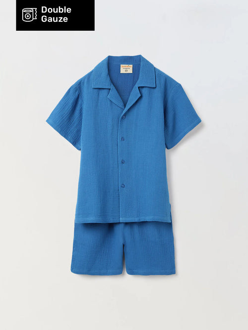 Boys Blue Cotton Gauze Summer Sets