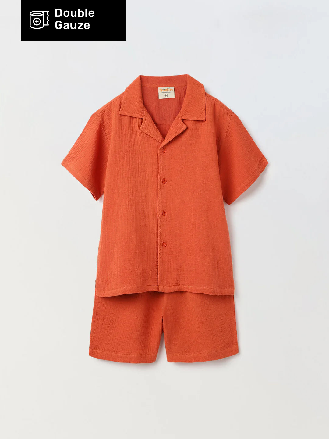 Boys Red Cotton Gauze Summer Sets