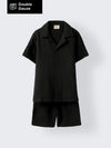 Boys Black Cotton Gauze Summer Sets