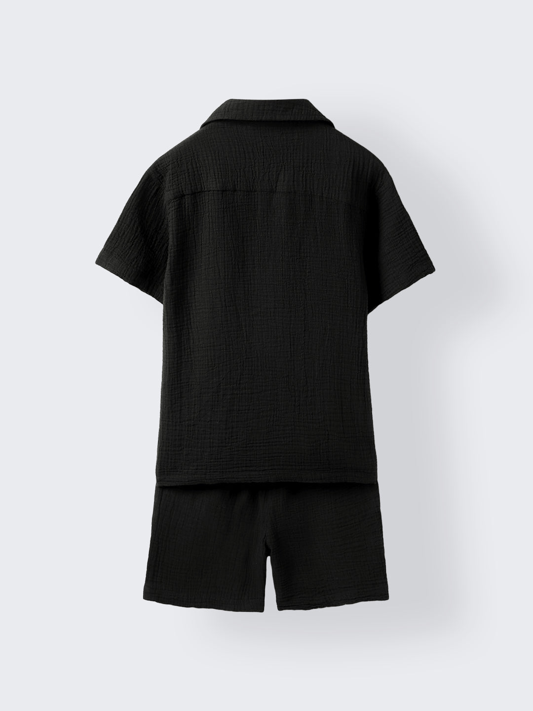 Boys Black Cotton Gauze Summer Sets