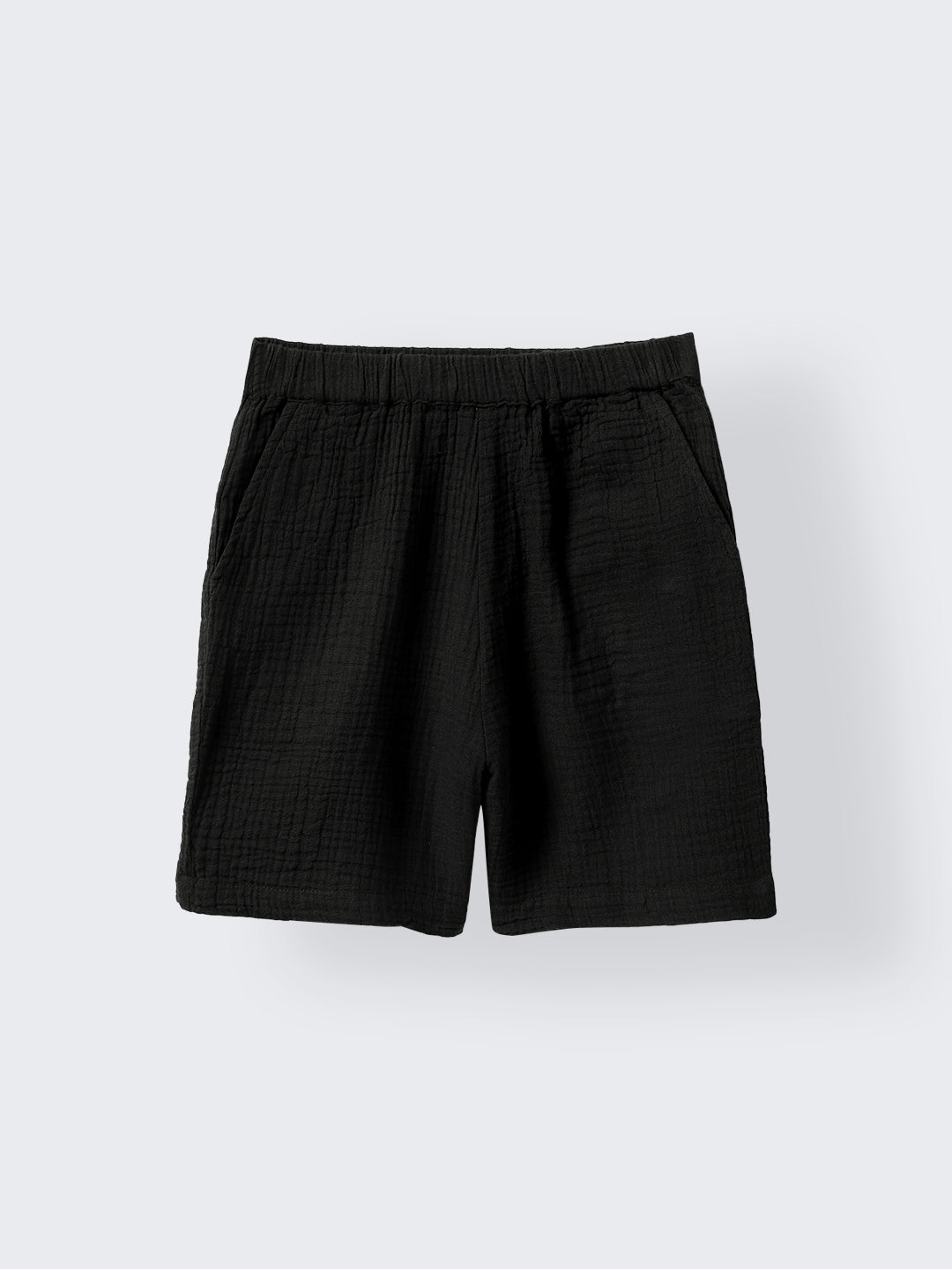 Boys Black Cotton Gauze Summer Sets