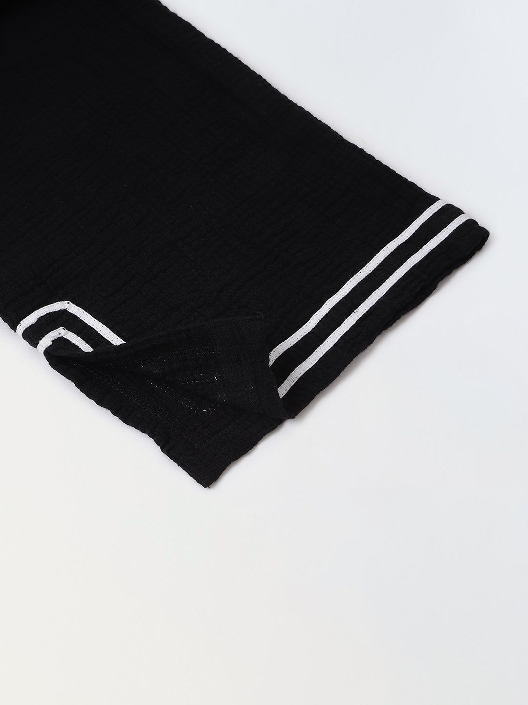 Black Cotton Gauze Embroidered Set