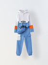 Stylish White & Blue Boys Set with Pullover, Knit Fabric & Hood Neck Regular Fit, Winter Ready
