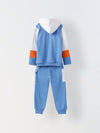 Stylish White & Blue Boys Set with Pullover, Knit Fabric & Hood Neck Regular Fit, Winter Ready