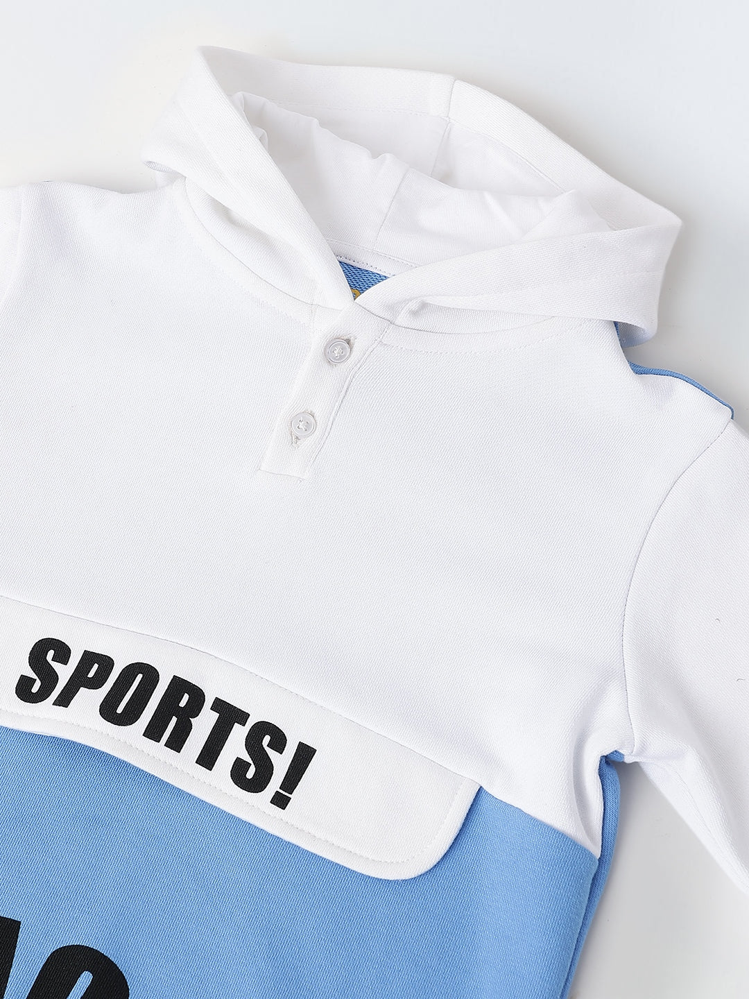 Stylish White & Blue Boys Set with Pullover, Knit Fabric & Hood Neck Regular Fit, Winter Ready