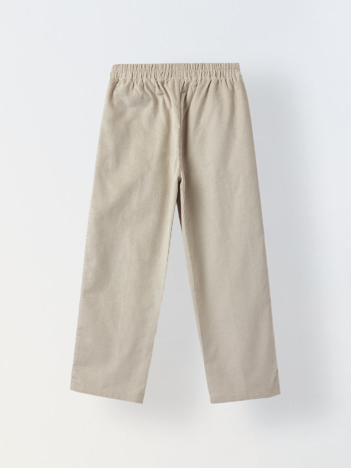 Boys Beige Corduroy Dual Pocket Shirt & Bottom Set