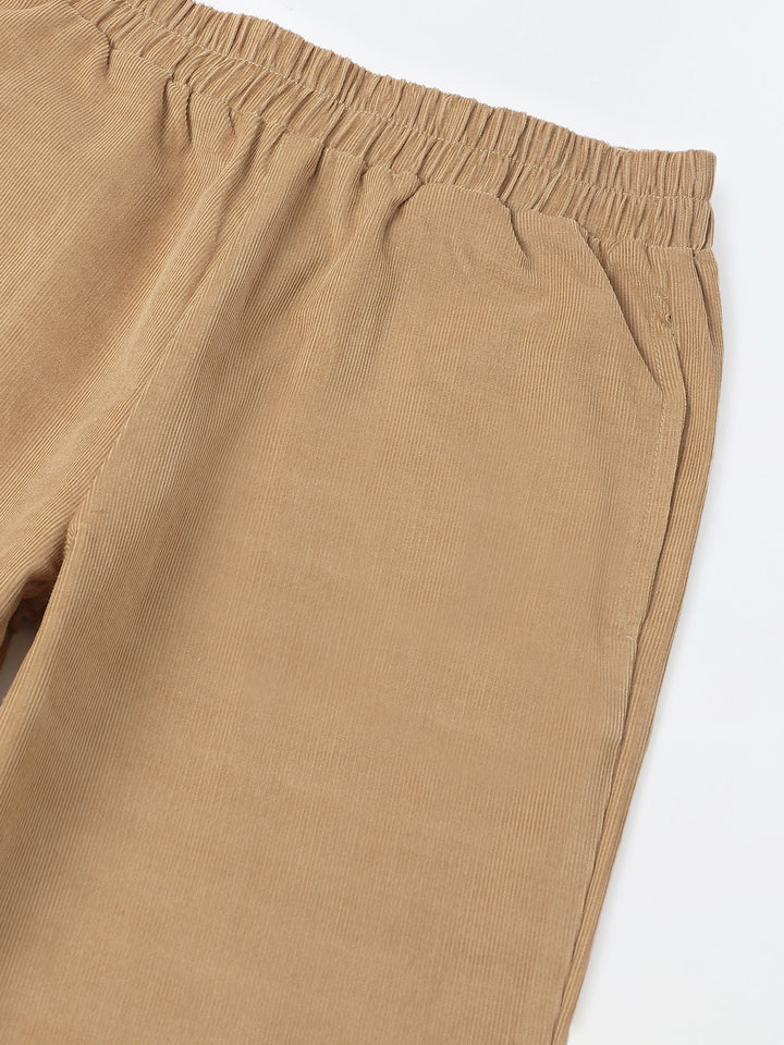 Boys Brown Corduroy Dual Pocket Shirt & Bottom Set