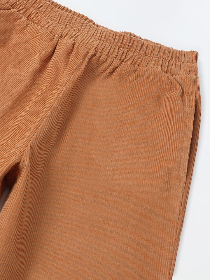 Boys Peach Cordary Dual Pocket Shirt & Bottom Set