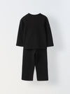 Boy Black Waffle Knit Popsicle Patch Top with Bottom Set