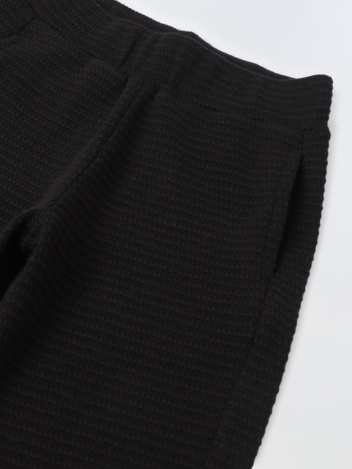 Boy Black Waffle Knit Popsicle Patch Top with Bottom Set