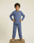 Boy Blue Waffle Knit Otoman Rib Top with Bottom Set