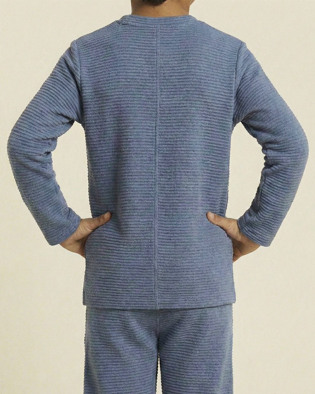 Boy Blue Waffle Knit Otoman Rib Top with Bottom Set