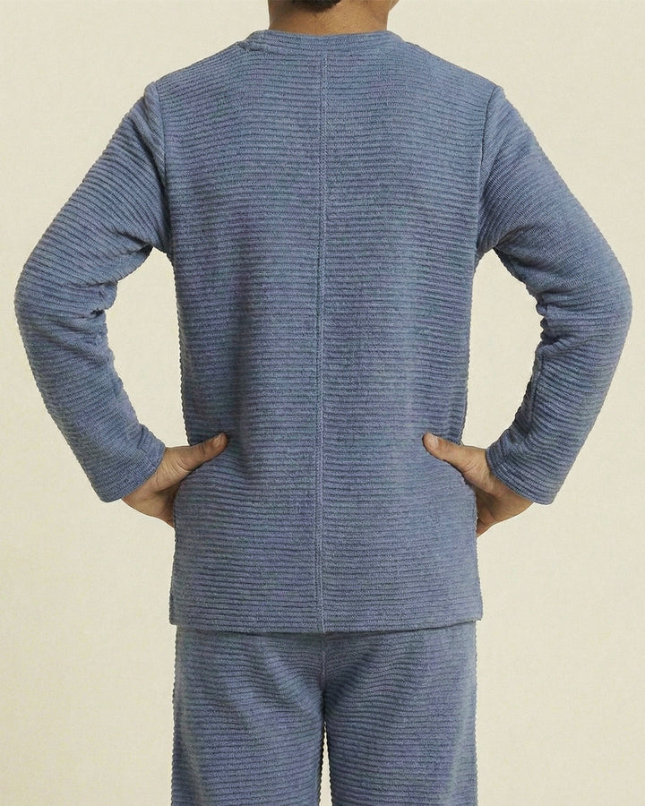 Boy Blue Waffle Knit Otoman Rib Top with Bottom Set