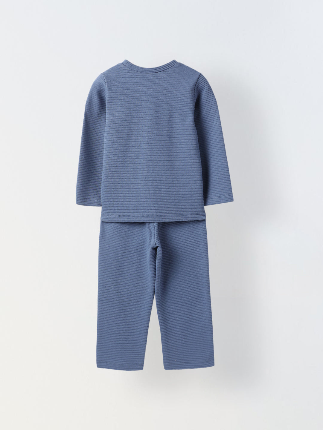 Boy Blue Waffle Knit Otoman Rib Top with Bottom Set