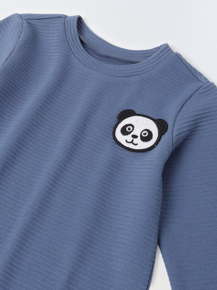 Boy Blue Waffle Knit Otoman Rib Top with Bottom Set