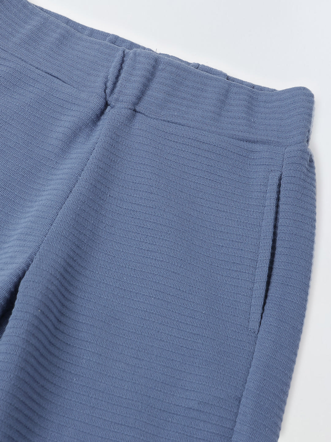 Boy Blue Waffle Knit Otoman Rib Top with Bottom Set