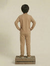 Boy Beige Waffle Knit Otoman Rib Top with Bottom Set