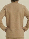 Boy Beige Waffle Knit Otoman Rib Top with Bottom Set