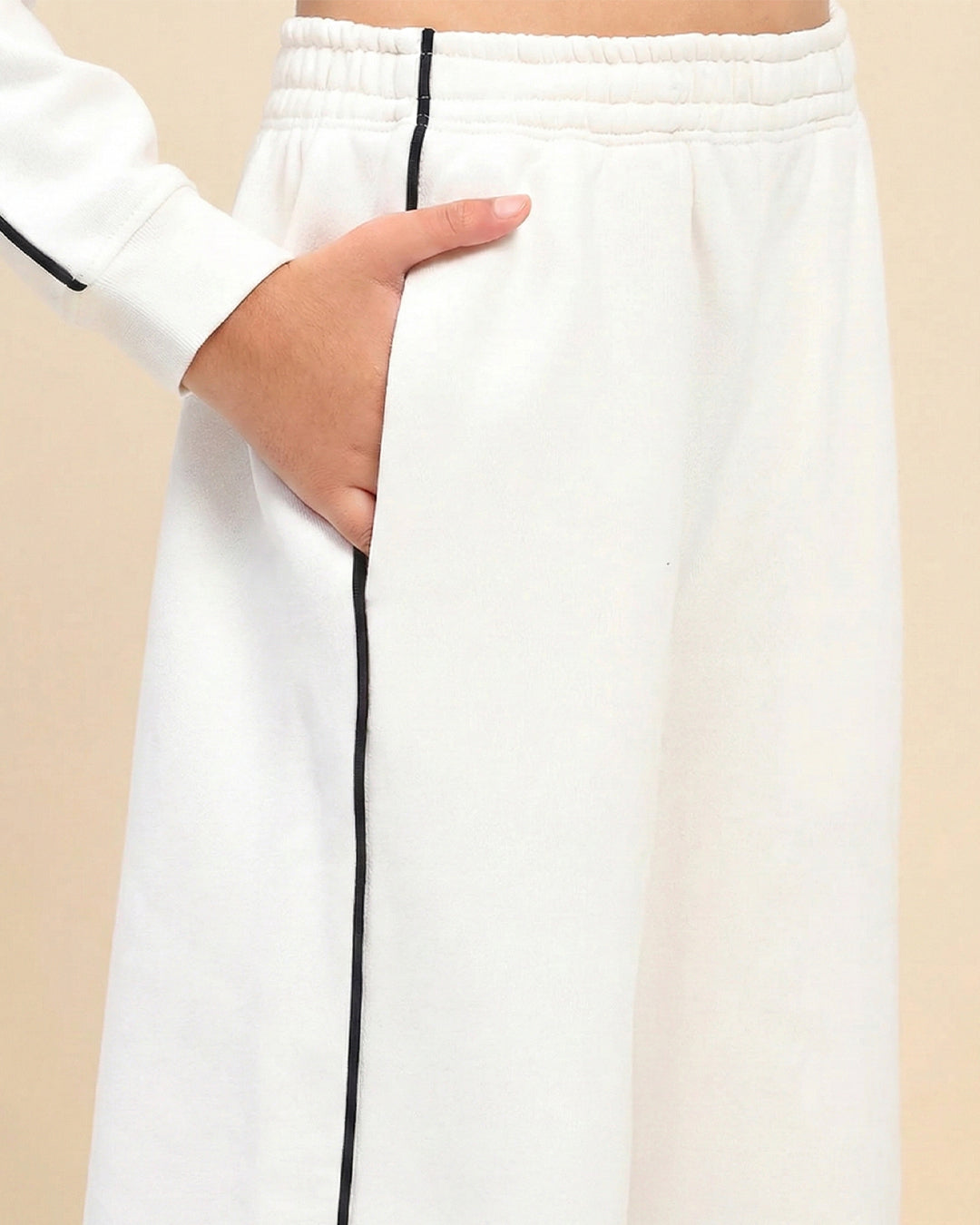 Girls White Long Sleeve Sweatshirt Set