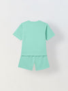 Spunkies Unisex Green Solid Crew Neck Short Sleeves T-Shirt and Shorts Set