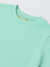 Spunkies Unisex Green Solid Crew Neck Short Sleeves T-Shirt and Shorts Set