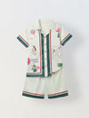 Spunkies Boys Green Graphic Print Resort Collar Short Sleeves Shirt and Shorts Set