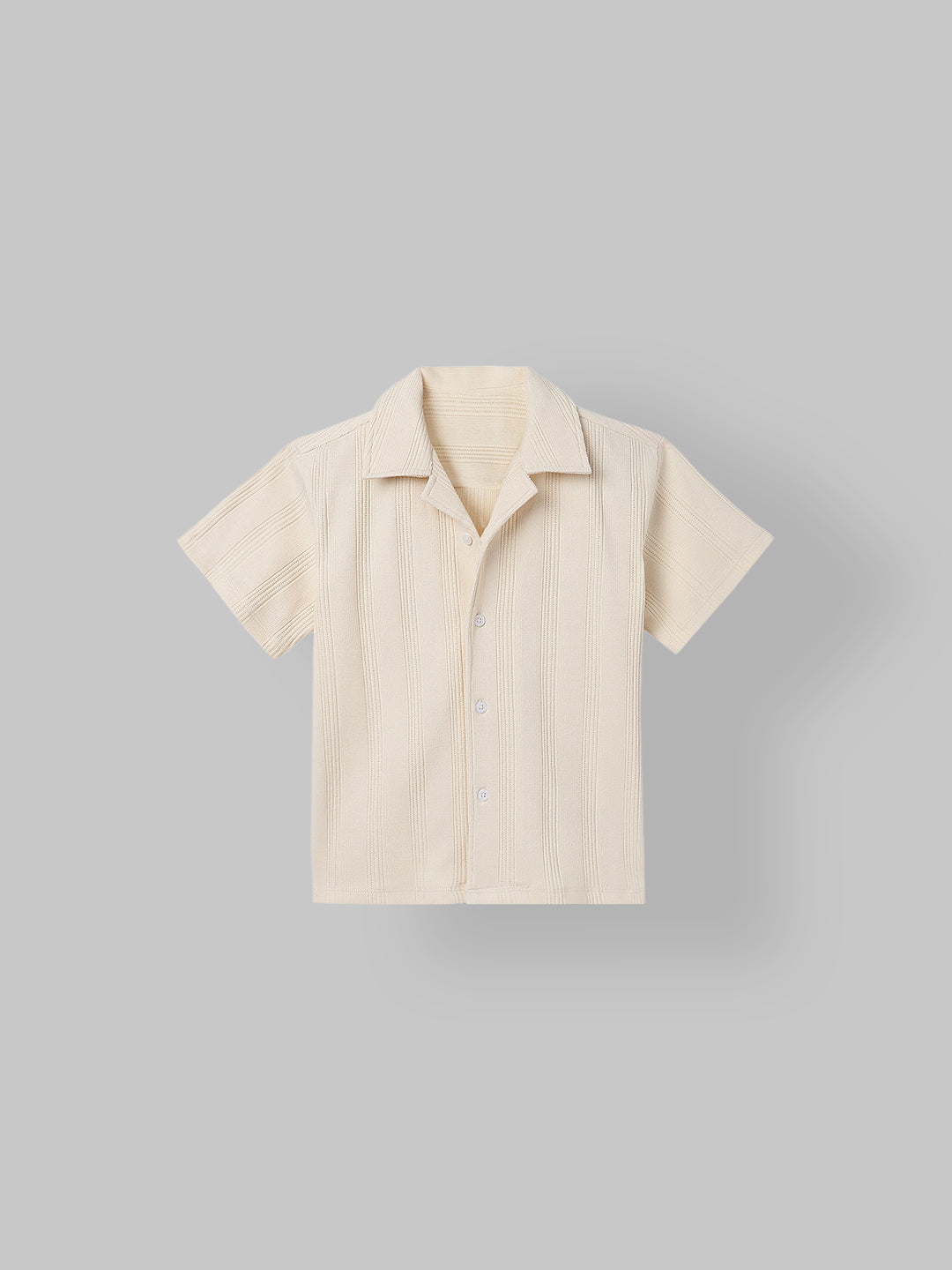 Spunkies Cream Boys Textured Resort Collar Short Sleeves Shirt