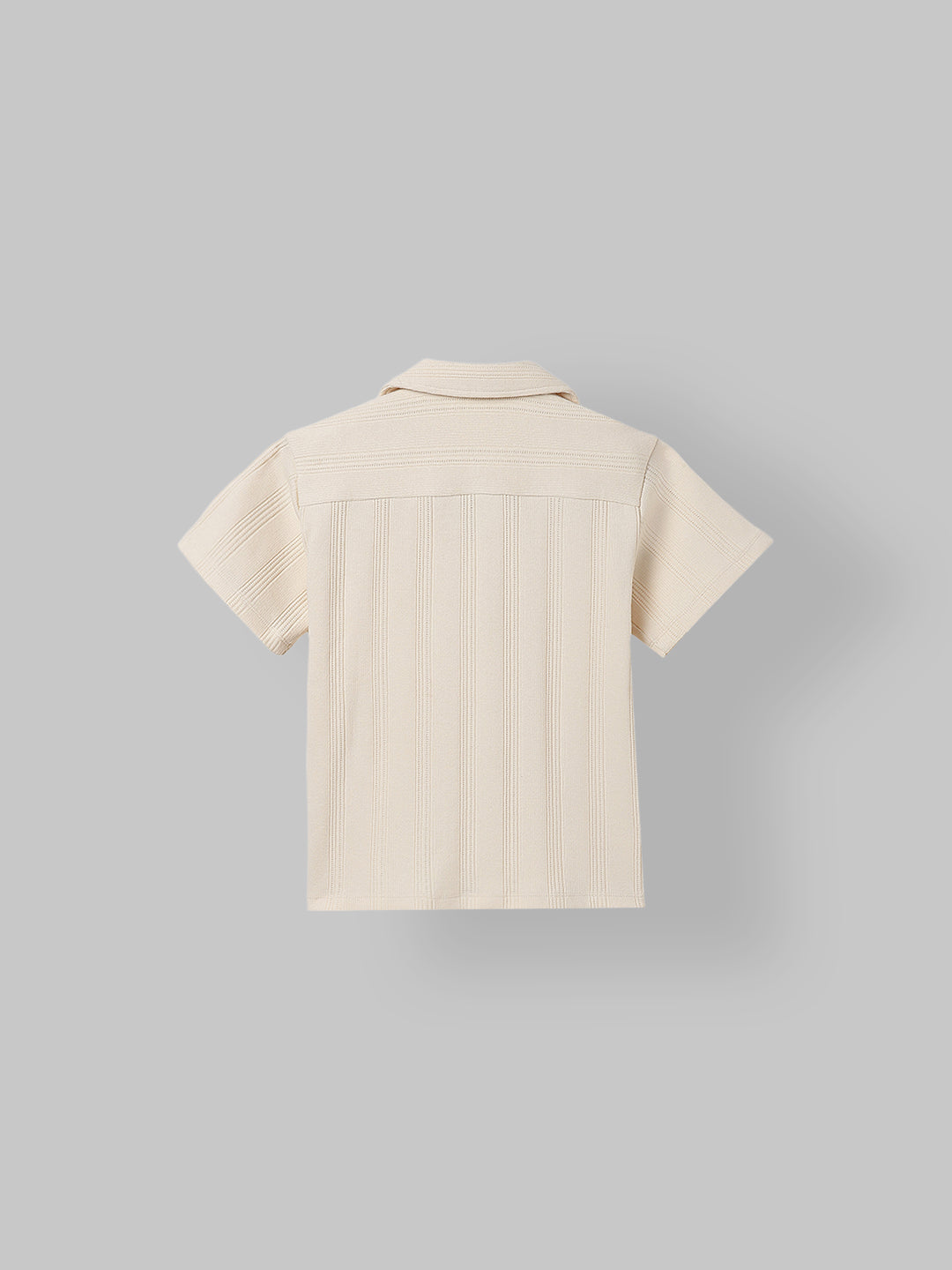 Spunkies Cream Boys Textured Resort Collar Short Sleeves Shirt