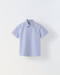Cotton Blue/White Stripe Shirt For Boys
