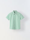 Cotton Green/White Stripe Shirt For Boys