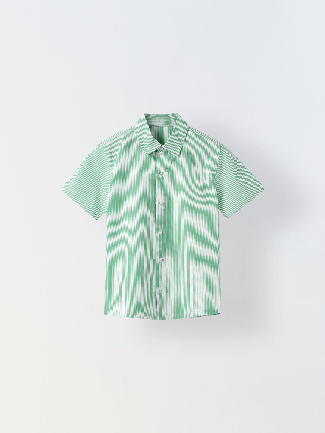 Cotton Green/White Stripe Shirt For Boys
