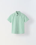 Cotton Green/White Stripe Shirt For Boys